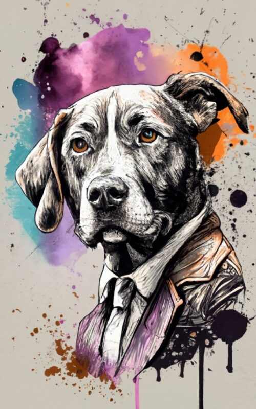 t-shirt design, brown shit zu dog watercolor splash PNG File