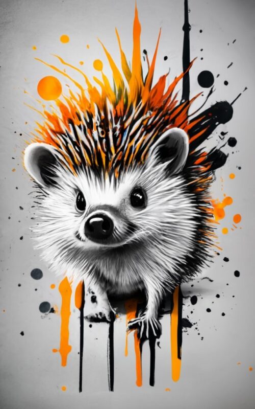 t-shirt design, freek the hedgehog. watercolor splash PNG File