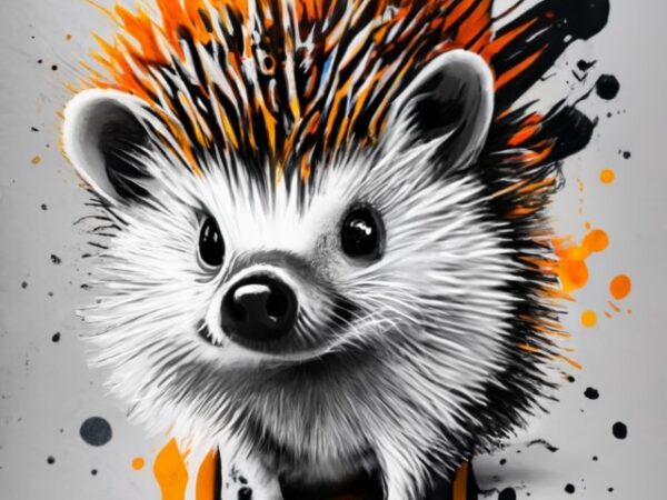 T-shirt design, freek the hedgehog. watercolor splash png file