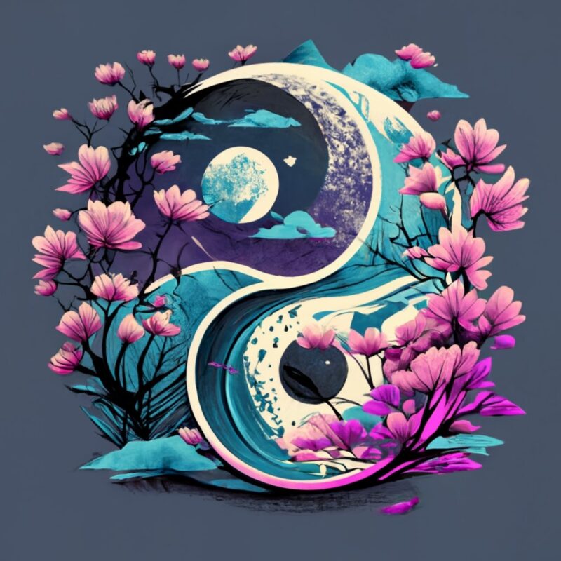 tshirt design, Circular tattoo design, Yin and Yang shaped logo Japanese PNG File