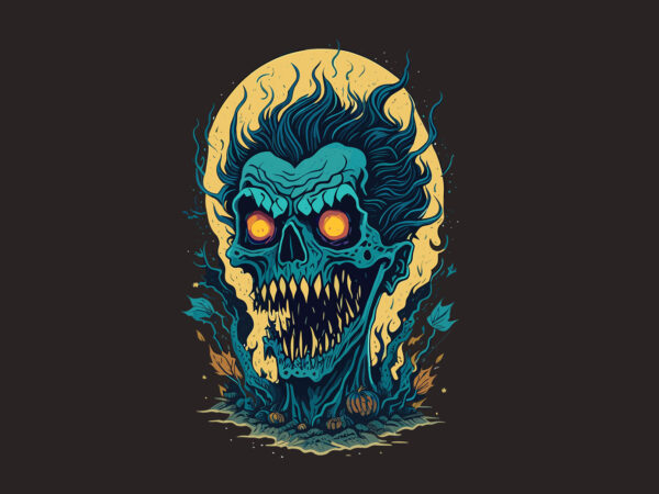 Spooky halloween zombie vector