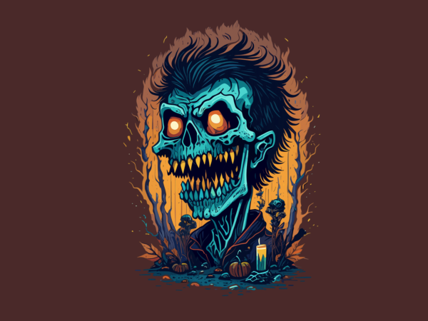 Spooky zombies on halloween tshirt design