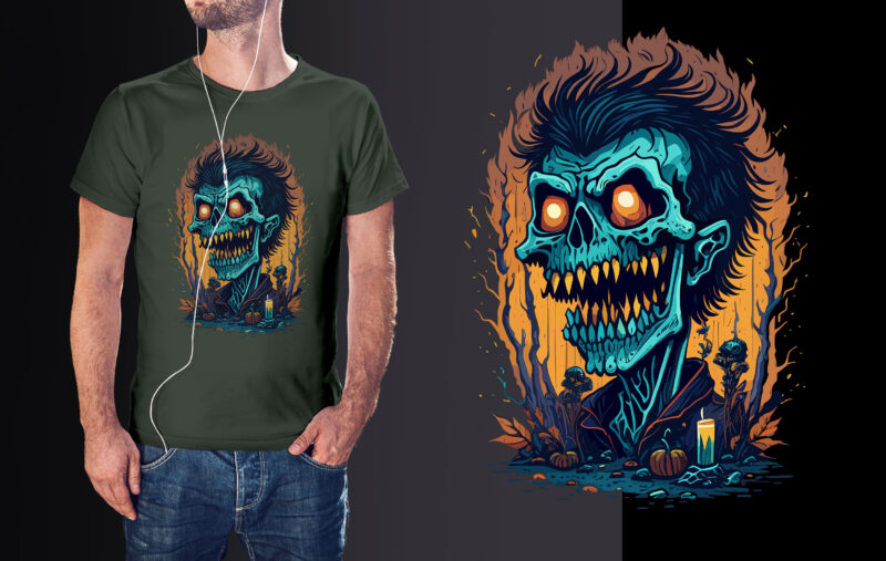 Spooky Zombies On Halloween Tshirt Design