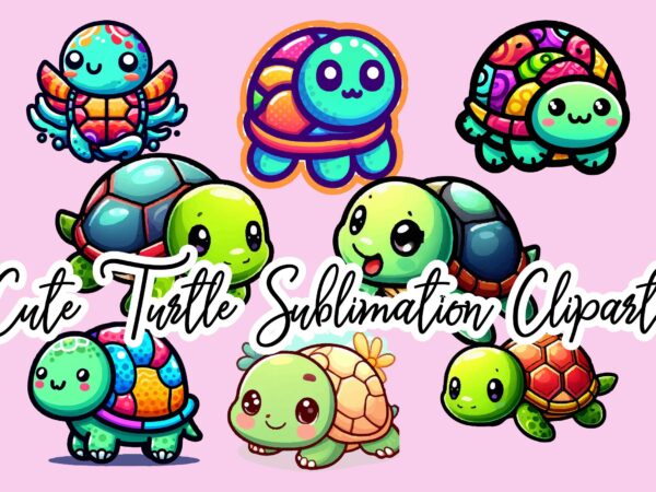 Cute turtle sublimation clipart bundle t shirt vector file