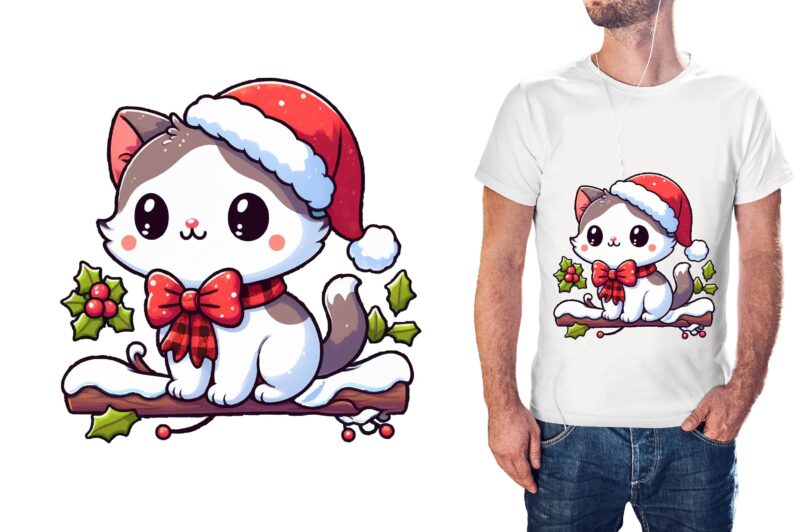 Christmas Cat PNG Sublimation