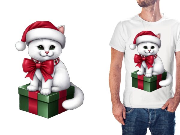 Christmas cat png sublimation t shirt vector file