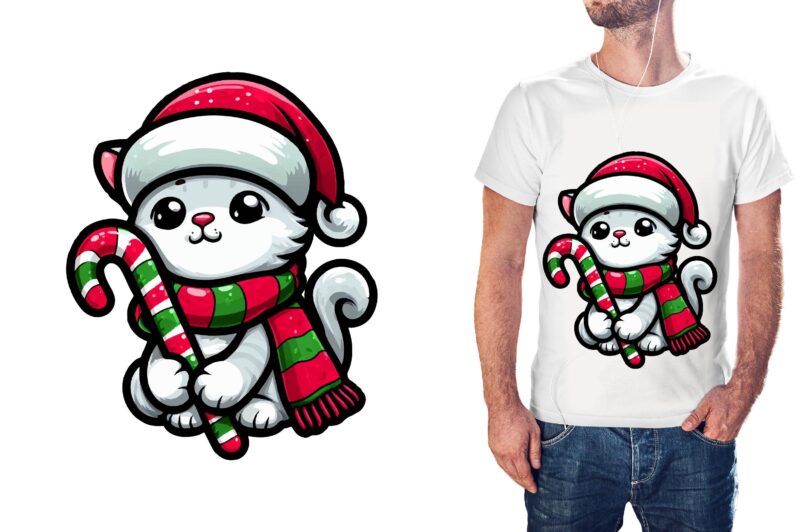 Christmas Cat PNG Sublimation