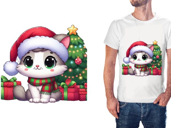 Christmas cat png sublimation t shirt vector file