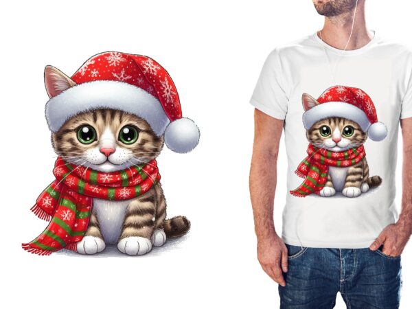 Christmas cat png sublimation t shirt vector file