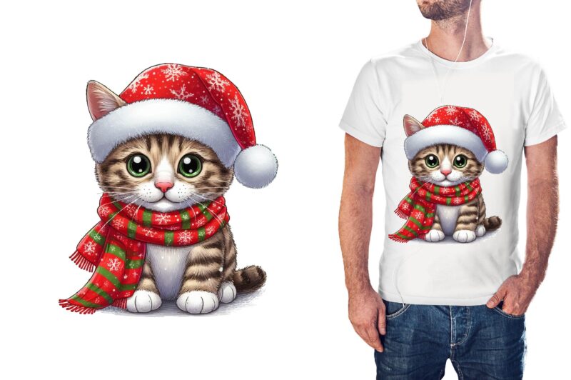 Christmas Cat PNG Sublimation