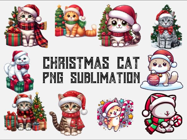 Christmas cat png sublimation t shirt vector file