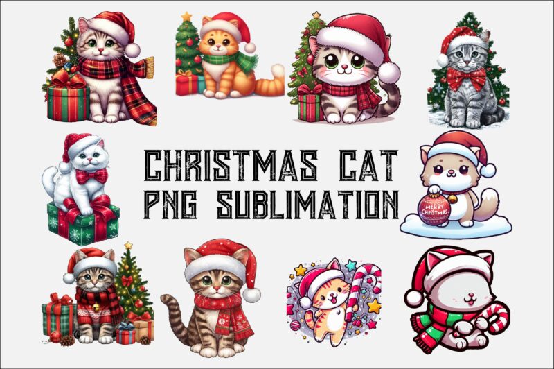 Christmas Cat PNG Sublimation