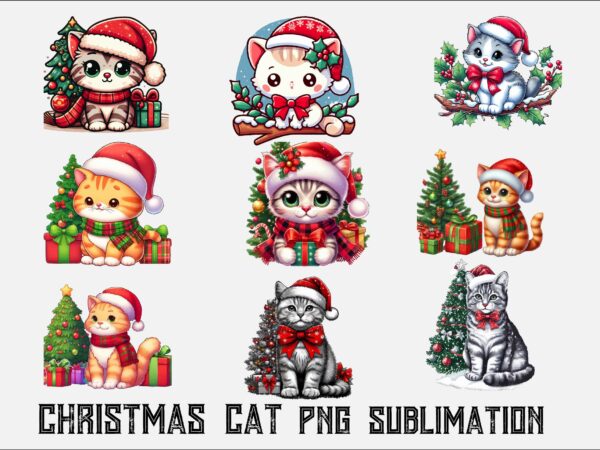 Christmas cat png sublimation t shirt vector file