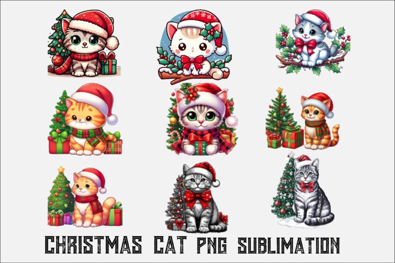 Christmas Cat PNG Sublimation