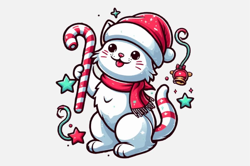 Christmas Cat PNG Sublimation