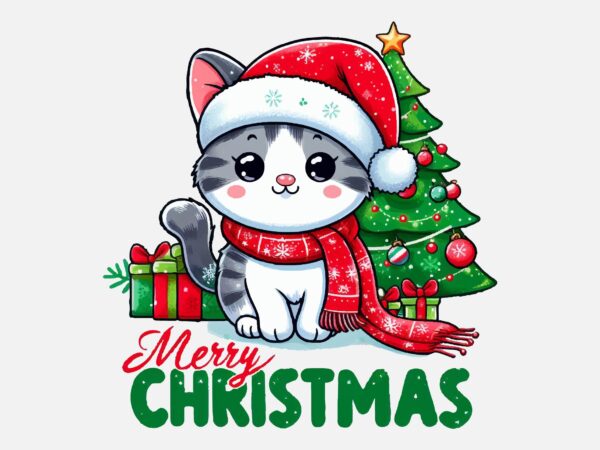 Christmas cat png sublimation t shirt vector file