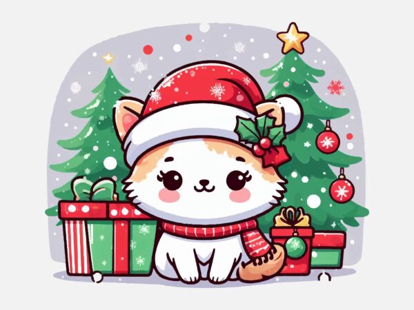 Christmas cat png sublimation t shirt vector file