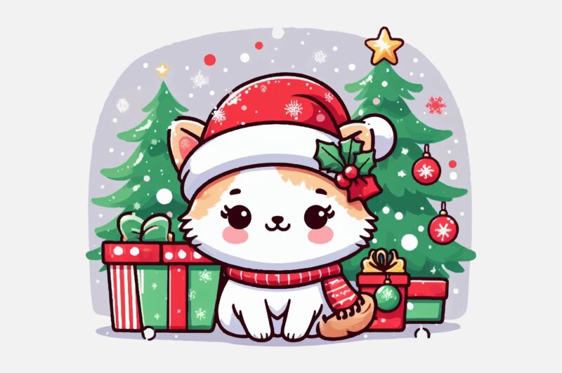 Christmas Cat PNG Sublimation