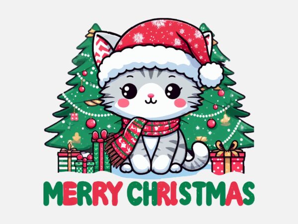 Christmas cat png sublimation t shirt vector file