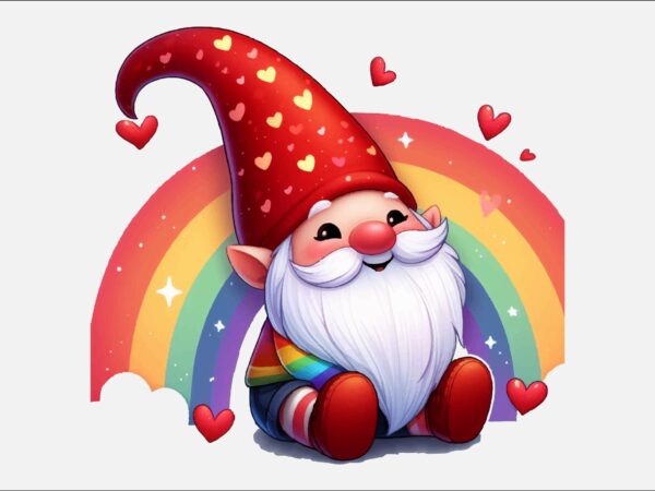 Gnome valentines day rainbow png bundle t shirt design template