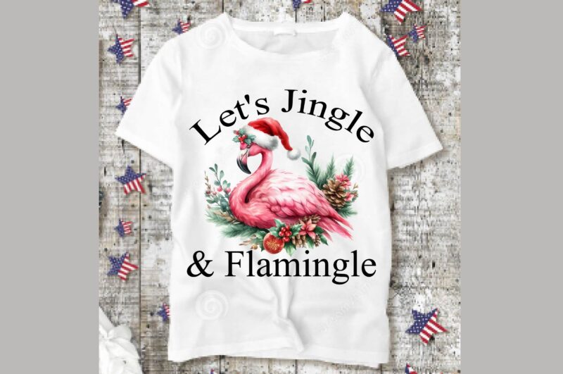 Watercolor Flamingo Christmas PNG Sublimation Bundle