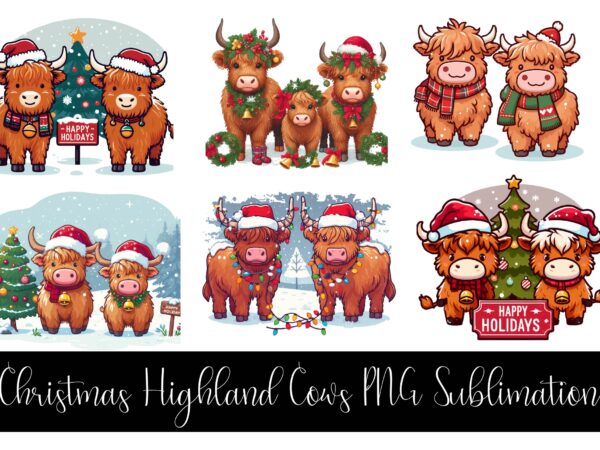 Christmas highland cow png clipart t shirt vector file