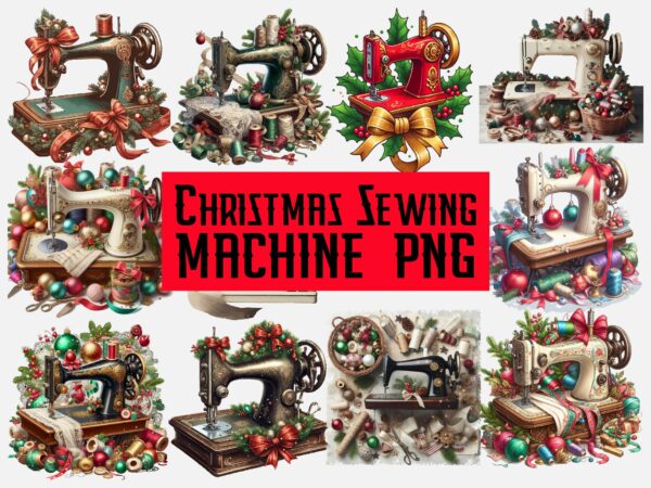 Christmas sewing machine png sublimation t shirt vector file