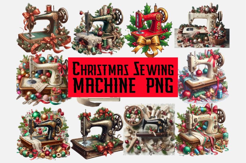 Christmas Sewing Machine PNG Sublimation