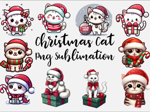 Christmas cat png sublimation bundle t shirt vector file