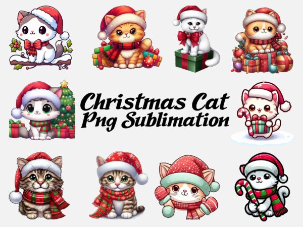 Christmas cat png sublimation t shirt vector file