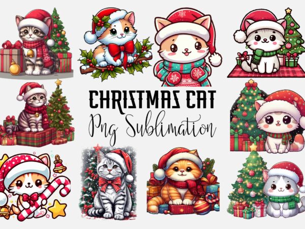 Christmas cat png sublimation t shirt vector file