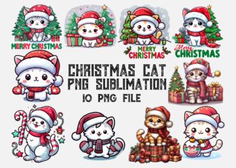 Christmas Cat PNG Sublimation t shirt vector file