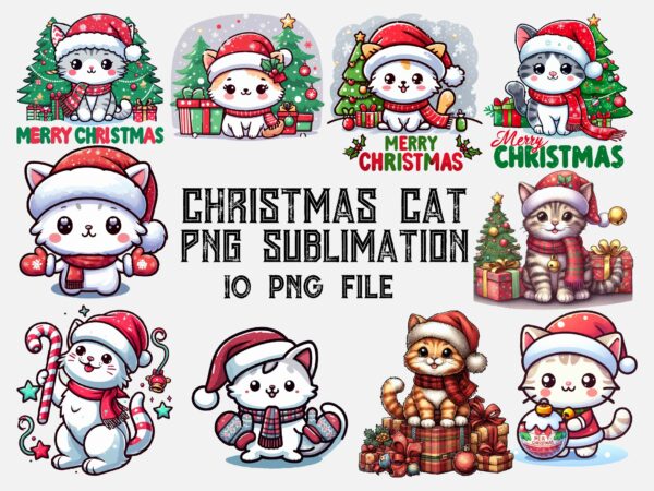 Christmas cat png sublimation t shirt vector file