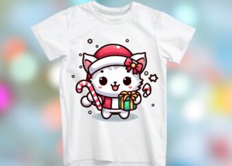 Christmas Cat PNG Sublimation t shirt vector file