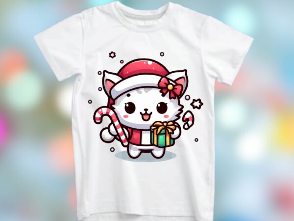 Christmas cat png sublimation t shirt vector file