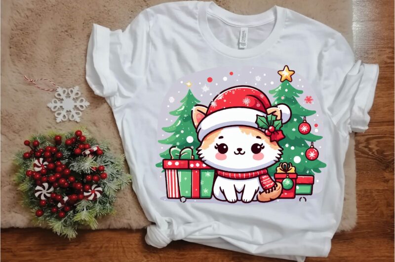 Christmas Cat PNG Sublimation