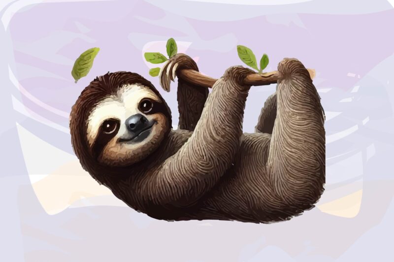 Sloth Animals Watercolor PNG Clipart