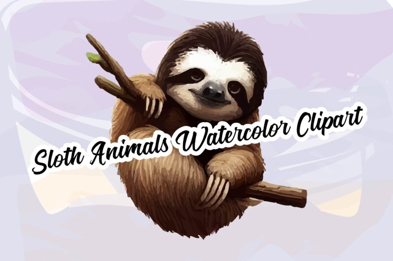 Sloth Animals Watercolor PNG Clipart