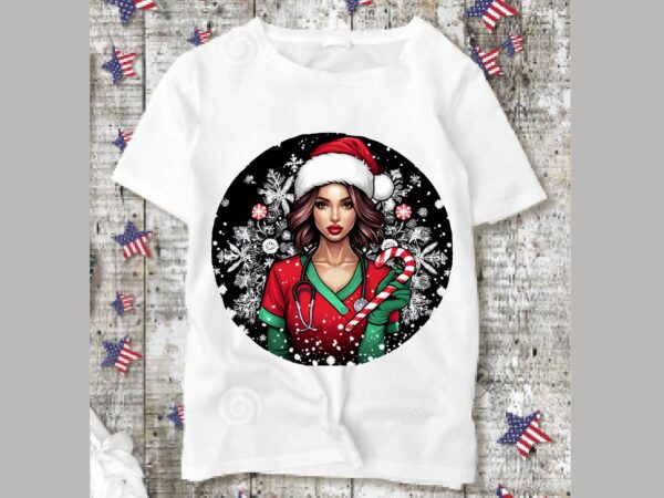 Christmas nurse png sublimation t shirt vector file