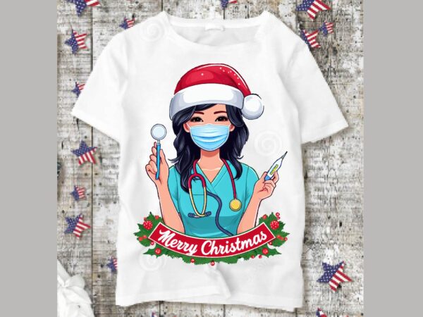 Christmas nurse png sublimation t shirt vector file