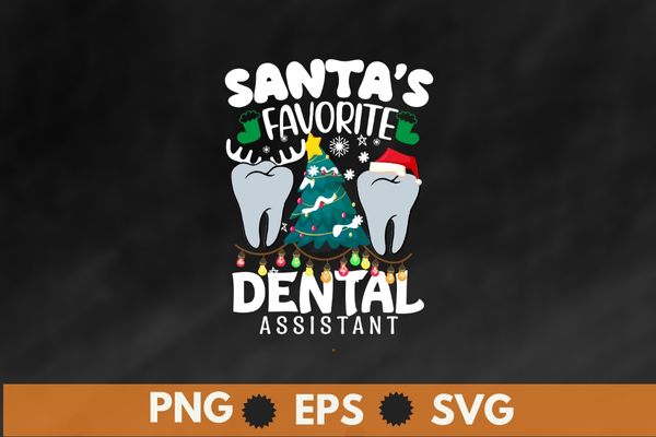 Funny Santa’s Favorite dental assistant Christmas Santa Hat T-Shirt design vector, dental assistant