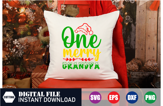 One merry grandpa T-shirt, grandpa svg, Embrace the Merry Vibes with This Festive T-shirt Design, Festive T-shirt, merry christmas 2023