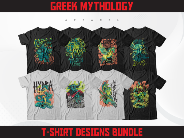 Greek mythology t-shirt designs collection | streetwear designs | t-shirt designs bundle | urban streetwear designs | dtf | dtg