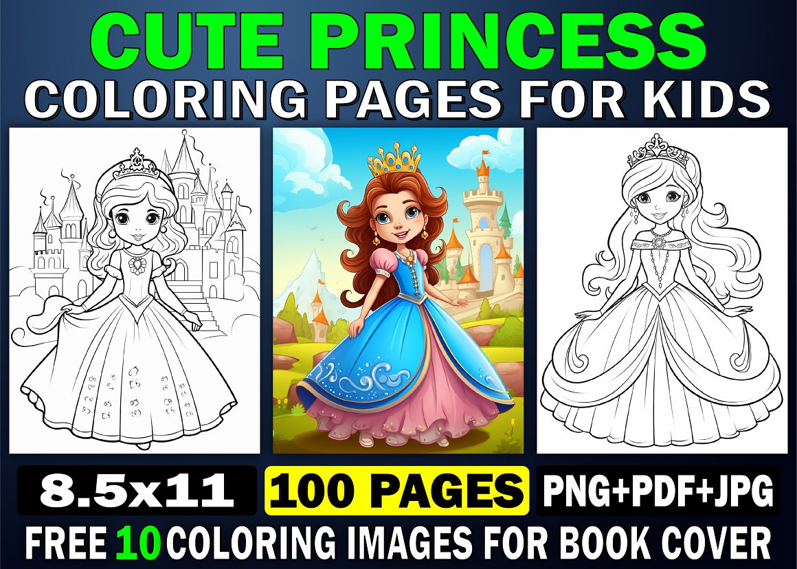 Cute Princess Coloring Page For Kids 3 - Buy t-shirt designs