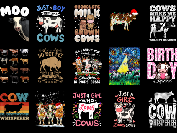 15 cows shirt designs bundle for commercial use part 1, cows t-shirt, cows png file, cows digital file, cows gift, cows download, cows desig