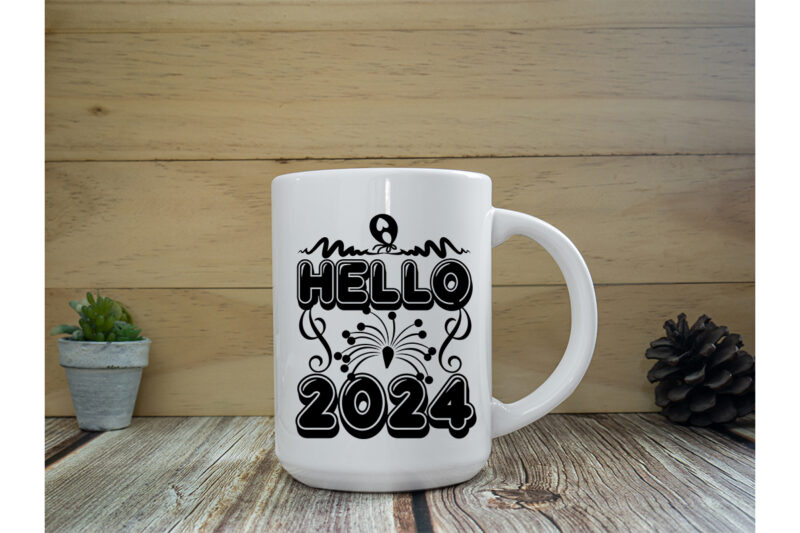 Hello 2024 SVG Cut File ,Hello 2024 T-shirt Design ,Hello 2024 Vector Design , New Year Design .