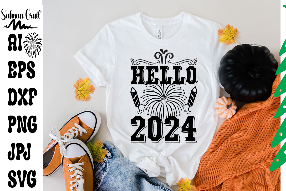 Hello 2024 SVG Cut File Hello 2024 T Shirt Design Hello 2024 Vector   1 265 