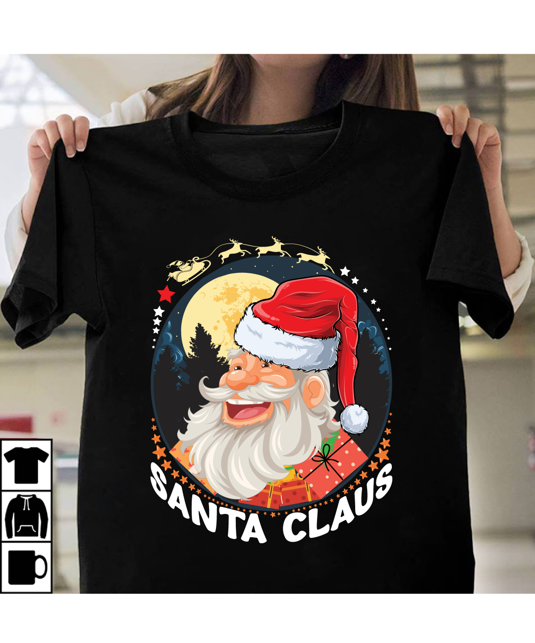 Premium Vector  Merry christmas character santa claus in glasses with  garland and text ho ho ho and merry christmas