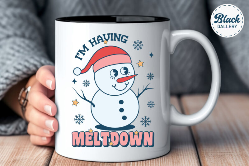 Retro Winter Snowman Sublimation PNG & EPS