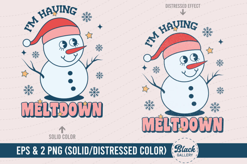 Retro Winter Snowman Sublimation PNG & EPS